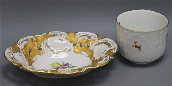 A Meissen jardiniere and an oval dish, early 20th century Dish 33cm length